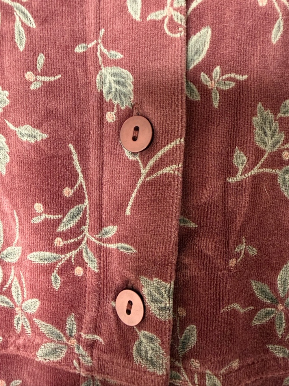 L.L. Bean Rose-Mauve Floral Button-Front Long Dress Textured - Picture 6 of 6